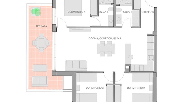Rzut - Mieszkanie na sprzedaż 3 pokoje o powierzchni 101 m² - numer 2-7-2-3 w Apartamenty w Guardamar del Segura - 28271051