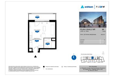 Rzut - Mieszkanie na sprzedaż 1 pokój o powierzchni 28,09 m² - numer 86 w Flow