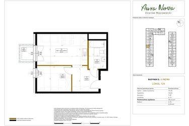 Rzut - Mieszkanie na sprzedaż 2 pokoje o powierzchni 44,12 m² - numer 124 w Aura Nova etap II