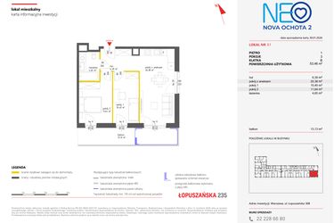 Rzut - Mieszkanie na sprzedaż 3 pokoje o powierzchni 53,31 m² - numer 51 w Neo Nova Ochota 2