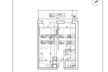 Rzut - Mieszkanie na sprzedaż 2 pokoje o powierzchni 37,02 m² - numer B26 w Symfonia - Chodkiewicza 9