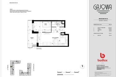 Rzut - Mieszkanie na sprzedaż 2 pokoje o powierzchni 39,29 m² - numer 35 w Gajowa bud. A