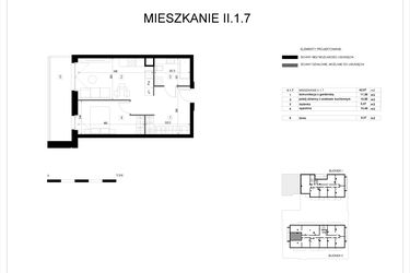 Rzut - Mieszkanie na sprzedaż 2 pokoje o powierzchni 42,98 m² - numer II.1.7 w Pryncypalna 66