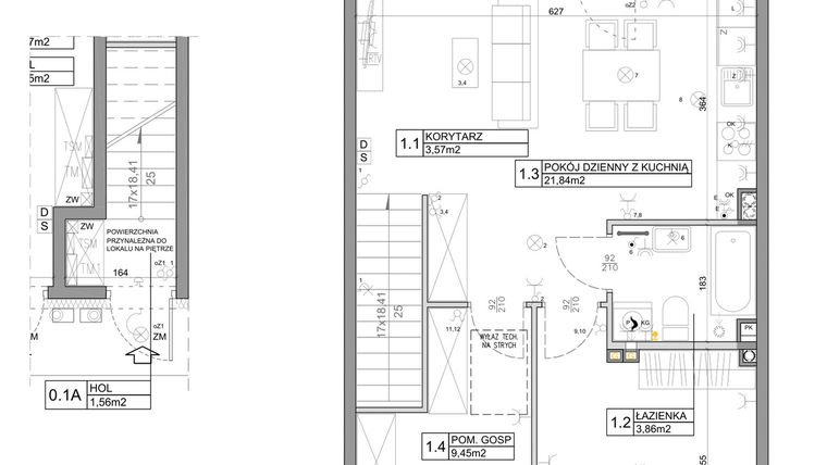 Rzut - Mieszkanie na sprzedaż 3 pokoje o powierzchni 58,82 m² - numer 100 w Manufaktura Marki 2 etap IV