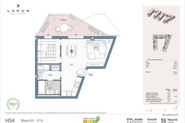 Rzut - Mieszkanie na sprzedaż 1 pokój o powierzchni 48,13 m² - numer LK33D w Lakun