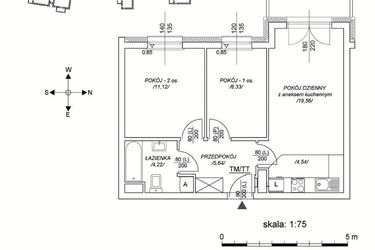 Rzut - Mieszkanie na sprzedaż 3 pokoje o powierzchni 48,87 m² - numer M17 w Osiedle Mała Dziesiąta etap II