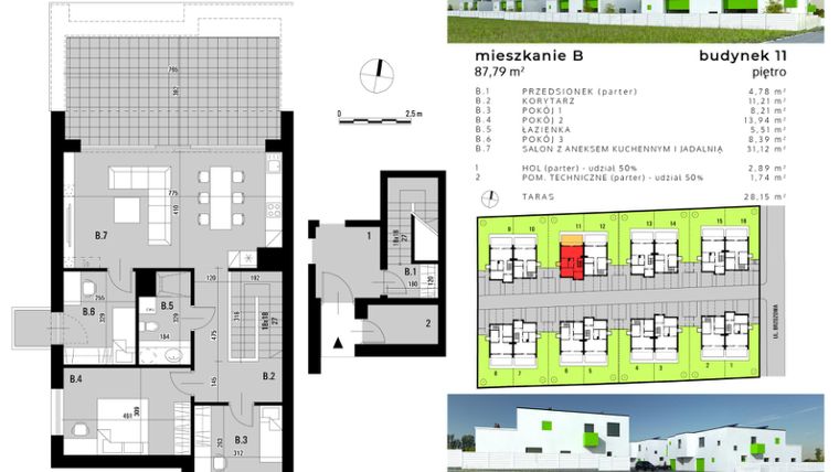 Rzut - Mieszkanie na sprzedaż 4 pokoje o powierzchni 83,61 m² - numer B.11 w Osiedle "Biała Dama"