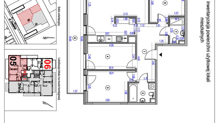 Rzut - Mieszkanie na sprzedaż 4 pokoje o powierzchni 96,01 m² - numer B5 w Vilanovia Park
