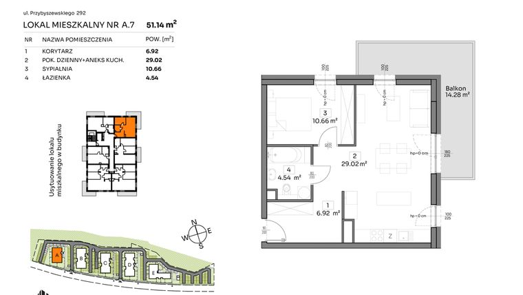 Rzut - Mieszkanie na sprzedaż 2 pokoje o powierzchni 51,14 m² - numer A.7 w Och!Widzew