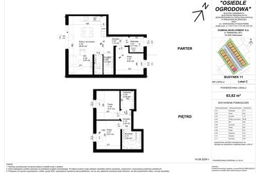 Rzut - Mieszkanie na sprzedaż 4 pokoje o powierzchni 63,82 m² - numer 11C w Osiedle Ogrodowa