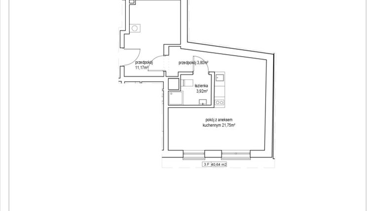 Rzut - Mieszkanie na sprzedaż 1 pokój o powierzchni 40,64 m² - numer 4/12. w Apartamenty Nowy Targ