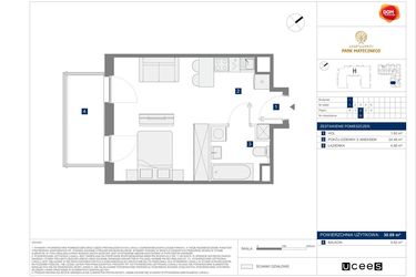 Rzut - Mieszkanie na sprzedaż 1 pokój o powierzchni 30,69 m² - numer I9 w Apartamenty Park Matecznego Etap 2.2