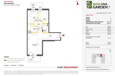Rzut - Mieszkanie na sprzedaż 3 pokoje o powierzchni 60,24 m² - numer 80 w Nova Viva Garden 7