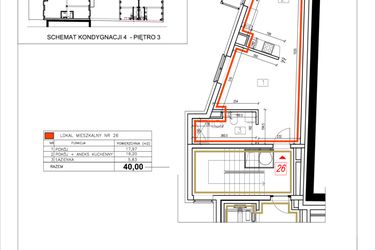 Rzut - Mieszkanie na sprzedaż 2 pokoje o powierzchni 40 m² - numer 26 w Alchemik74