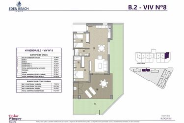 Rzut - Mieszkanie na sprzedaż 2 pokoje o powierzchni 75,87 m² - numer 8 w Eden Beach 2