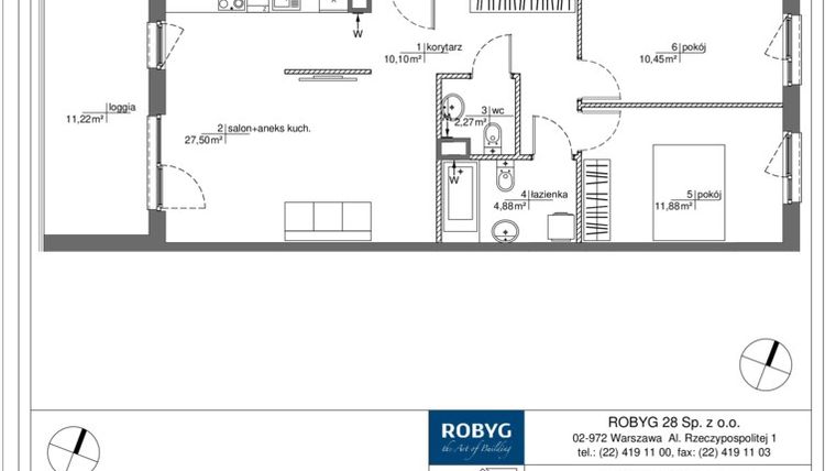 Rzut - Mieszkanie na sprzedaż 3 pokoje o powierzchni 67,08 m² - numer PP/1/D/3/4 w Praga Piano