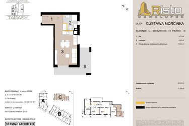 Rzut - Mieszkanie na sprzedaż 1 pokój o powierzchni 29,52 m² - numer C19 w Krzesławickie Tarasy