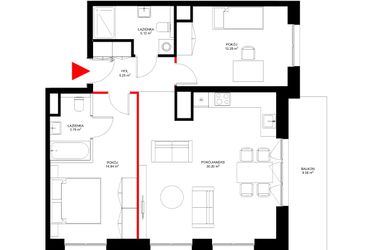 Rzut - Mieszkanie na sprzedaż 3 pokoje o powierzchni 72,63 m² - numer E.1.3 w INSPIRE ETAP IV – bud. E