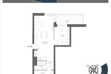 Rzut - Mieszkanie na sprzedaż 2 pokoje o powierzchni 53,71 m² - numer H.303 w Nautica Resort etap III