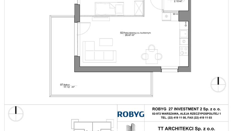 Rzut - Mieszkanie na sprzedaż 3 pokoje o powierzchni 60,32 m² - numer SU3/A/2/5 w Sady Ursynów III