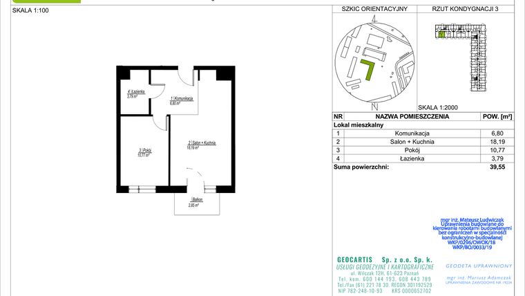 Rzut - Mieszkanie na sprzedaż 2 pokoje o powierzchni 39,55 m² - numer A10 w Jasielska 8C