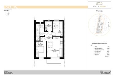 Rzut - Mieszkanie na sprzedaż 3 pokoje o powierzchni 53,92 m² - numer M4 w Villa Stoki (mieszkania)