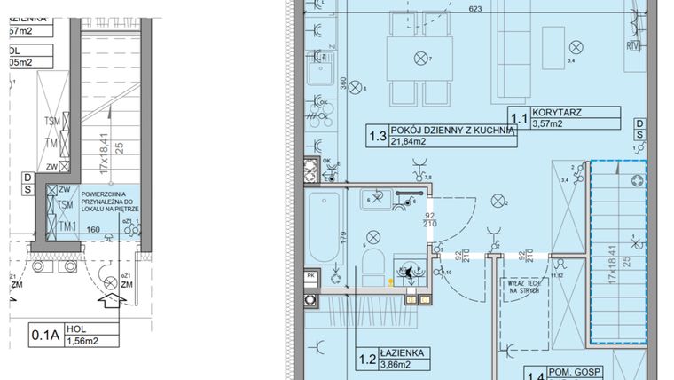 Rzut - Mieszkanie na sprzedaż 3 pokoje o powierzchni 54,35 m² - numer 2 w Manufaktura Marki 2