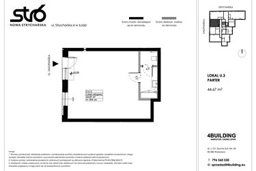 Rzut - Lokal użytkowy na sprzedaż 1 pokój o powierzchni 44,67 m² - numer U.3 w Nowa Strycharska | STR 6