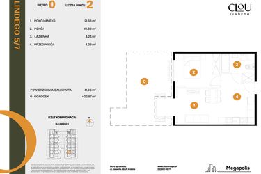Rzut - Mieszkanie na sprzedaż 2 pokoje o powierzchni 41,06 m² - numer 7 w CLOU LINDEGO