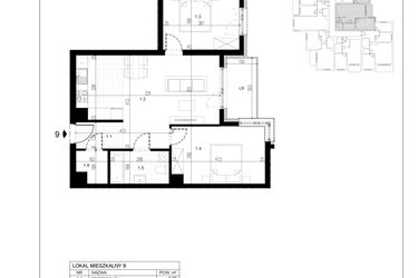 Rzut - Mieszkanie na sprzedaż 3 pokoje o powierzchni 62,05 m² - numer M9 w Trybuny Ludów 3
