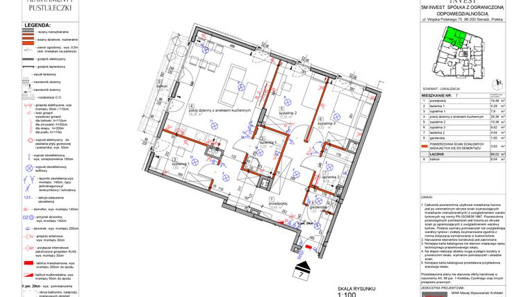 Rzut - Mieszkanie na sprzedaż 4 pokoje o powierzchni 85,4 m² - numer 7 w Apartamenty Pustułeczki