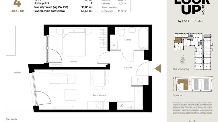 Rzut - Mieszkanie na sprzedaż 2 pokoje o powierzchni 39,85 m² - numer A.4 w Look Up House