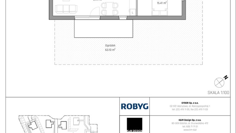 Rzut - Mieszkanie na sprzedaż 3 pokoje o powierzchni 65,59 m² - numer A3.0M02 w ROSA Residence