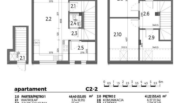 Rzut - Mieszkanie na sprzedaż 4 pokoje o powierzchni 90,62 m² - numer C2-2 w Aleja Miodowa