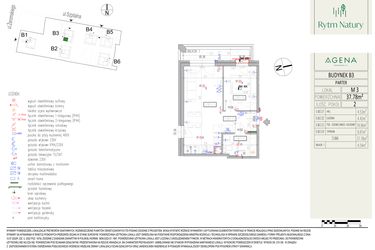 Rzut - Mieszkanie na sprzedaż 2 pokoje o powierzchni 37,78 m² - numer B3M3 w Rytm Natury