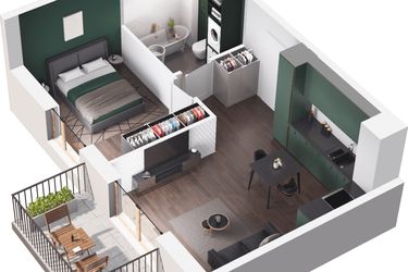 Rzut - Mieszkanie na sprzedaż 2 pokoje o powierzchni 35,53 m² - numer A1.103.M03 w Mieszkaj w mieście - Ogrody Glogera