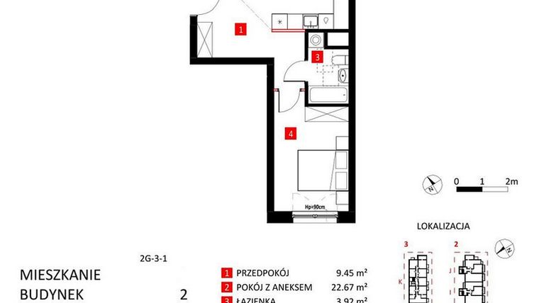 Rzut - Mieszkanie na sprzedaż 2 pokoje o powierzchni 48,87 m² - numer AJ_13A/9 w Apartamenty Jeździecka