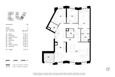 Rzut - Mieszkanie na sprzedaż 4 pokoje o powierzchni 121,92 m² - numer 74 w Solna 6