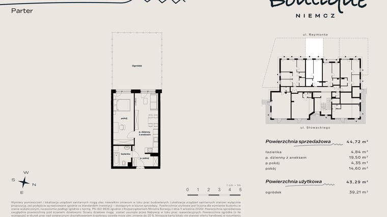 Rzut - Mieszkanie na sprzedaż 2 pokoje o powierzchni 44,72 m² - numer 2 w Boutique NIEMCZ