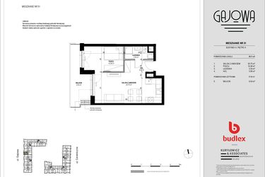 Rzut - Mieszkanie na sprzedaż 2 pokoje o powierzchni 39,29 m² - numer 51 w Gajowa bud. A