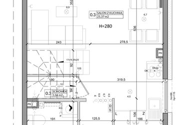 Rzut - Dom na sprzedaż 3 pokoje o powierzchni 76,58 m² - numer 34B w Zielono Mi etap V