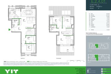 Rzut - Mieszkanie na sprzedaż 4 pokoje o powierzchni 118,87 m² - numer E.2.4.01 w Aroma Park Lofty