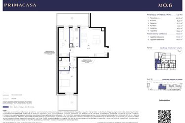 Rzut - Mieszkanie na sprzedaż 3 pokoje o powierzchni 70,92 m² - numer B1 – M0.6 w Primacasa