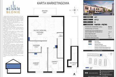 Rzut - Dom na sprzedaż 3 pokoje o powierzchni 55,53 m² - numer A11-2 w Bliskie Błonie