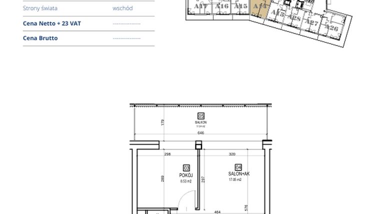 Rzut - Mieszkanie na sprzedaż 2 pokoje o powierzchni 34,44 m² - numer M23 w Ventis Apartments