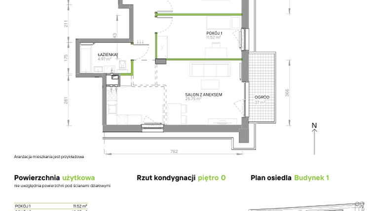 Rzut - Mieszkanie na sprzedaż 3 pokoje o powierzchni 62,91 m² - numer III.0/1/2 w Via Flora