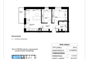 Rzut - Mieszkanie na sprzedaż 3 pokoje o powierzchni 48,05 m² - numer 37 w Esperanto Park etap II