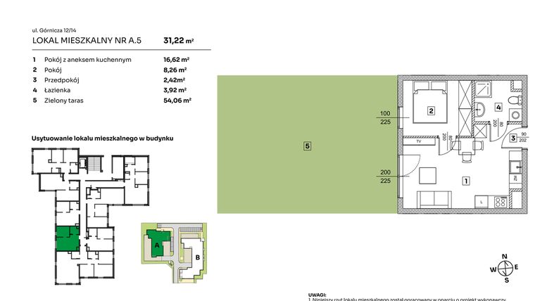 Rzut - Mieszkanie na sprzedaż 2 pokoje o powierzchni 31,22 m² - numer A.5 w Parkove Love