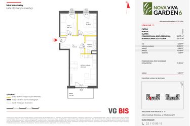 Rzut - Mieszkanie na sprzedaż 3 pokoje o powierzchni 54,75 m² - numer 15 w Nova Viva Garden 6