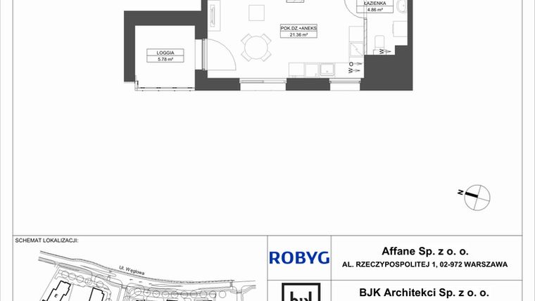 Rzut - Mieszkanie na sprzedaż 1 pokój o powierzchni 29,28 m² - numer A.13M08 w WENDY